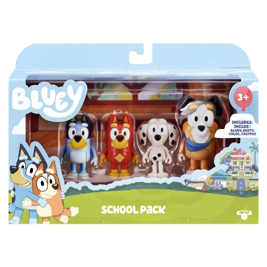 Školské dobrodružstvá s Bluey Škola – figúrky Bluey, Chloe, Rusty a učiteľky Calypso.