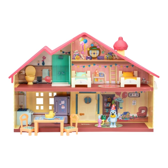 Moose Toys Bluey Narodeninová oslava – domček s figúrkou Bluey a doplnkami.