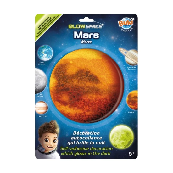 Svetielkujúca dekorácia na stenu – Mars so svetielkujúcim efektom, ktorý žiari v tme.