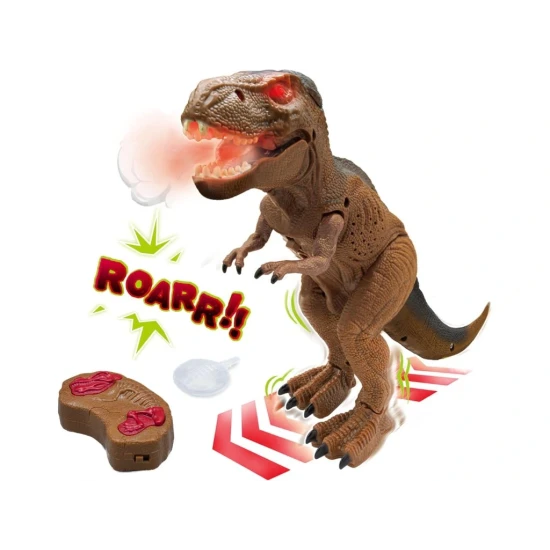 Interaktívny T-Rex na diaľkové ovládanie s realistickými efektmi – pohyb, rev, dym a svietiace oči