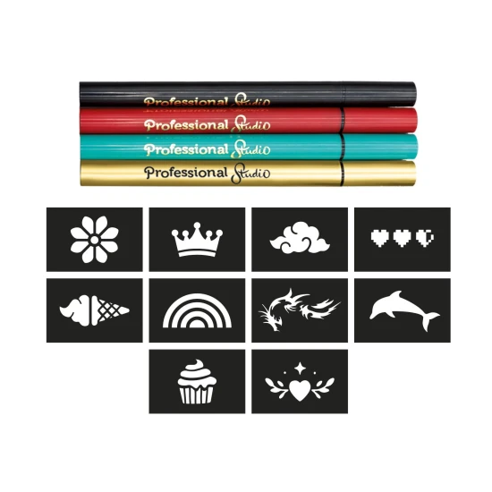 Zlaté tetovanie na telo s kreatívnou sadou Tetovacie perá Gold