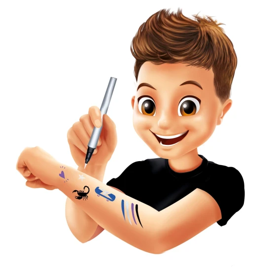 Tetovanie na telo s kreatívnou sadou Tetovacie perá Silver