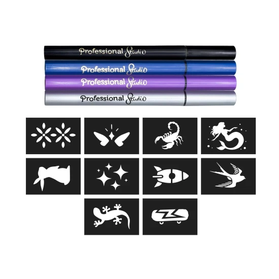 Tetovanie na telo s kreatívnou sadou Tetovacie perá Silver