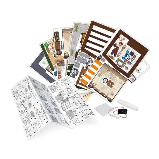 DIY kaviareň Diorama Buki miniatúrna kaviareň s LED osvetlením