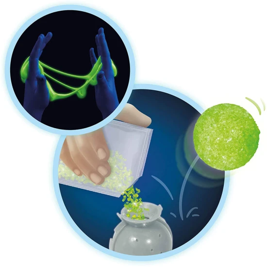 MEGA pokusy so svetielkovaním je chemická súprava pre experimentovanie a výrobu Fluo (žiarivých) a Glow (svetielkujúcich) hmôt. 