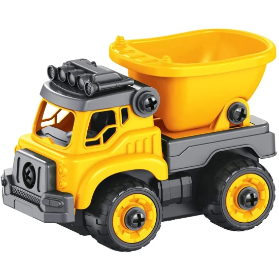 Stavebnica stavebných strojov (2 varianty: bager a nákladné auto) na diaľkové ovládanie, ktoré si dieťa zostaví samo.  