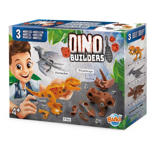 Stavebnica troch dinosaurov pre milovníkov dinosaurov, ktorí radi majstrujú.