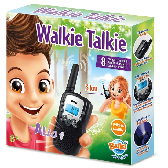 Detské vysielačky Buki Walkie Talkie sú kvalitné hračky s vlastnosťami reálnych vysielačiek pre dospelých. 