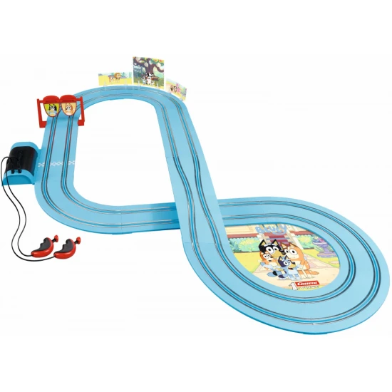 Autodráha Carrera FIRST s autíčkami Bluey a Bingo, detská závodná dráha s rovinkami, zákrutami a bránkami