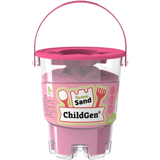 ChildGen Magický piesok vo vedierku Pink 500 g – prírodný, antibakteriálny a voňavý kinetický piesok pre deti.