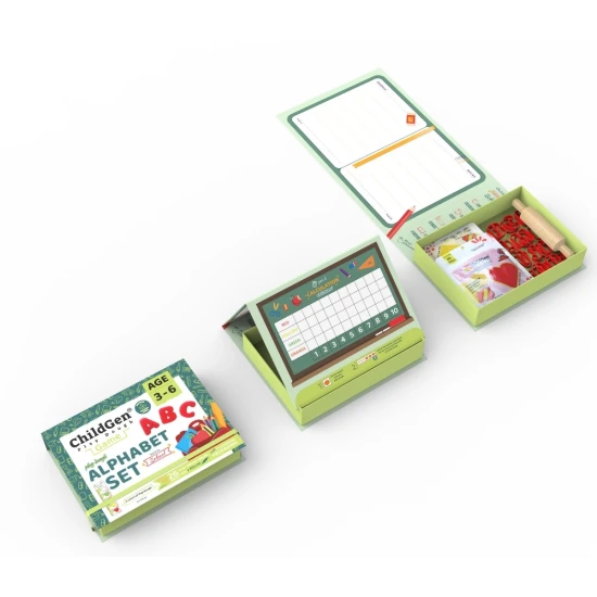 ChildGen Modelovacia sada Abeceda - prírodná plastelína s formičkami a hracou podložkou.