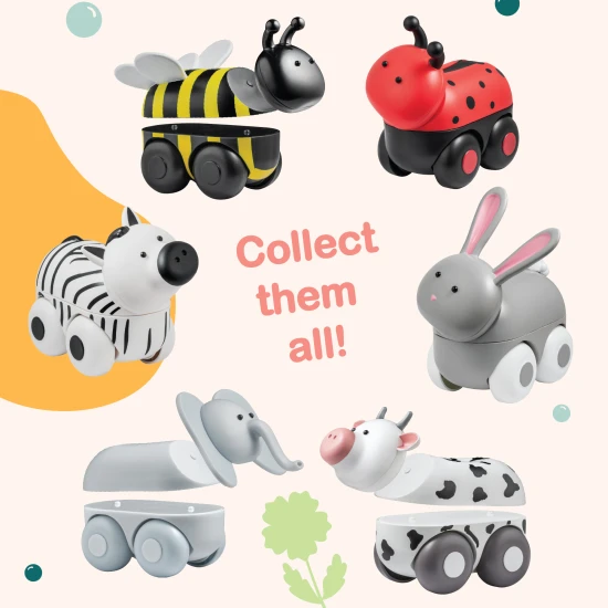 Magnetické zvieratká Magimals Wheely – hračka Zebra a Slon na kolieskach s magnetickými časťami