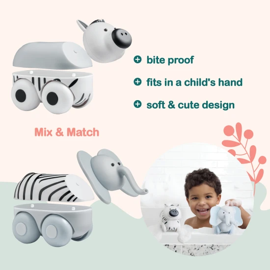 Magnetické zvieratká Magimals Wheely – hračka Zebra a Slon na kolieskach s magnetickými časťami