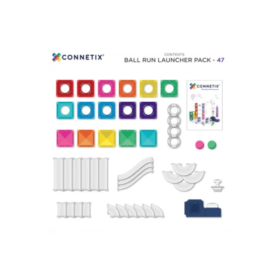 Connetix Magnetická stavebnica Ball Run Launcher Pack 47 dielov