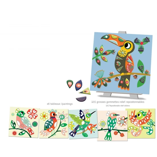 Kreatívna súprava pre deti Tvorenie s nálepkami Vtáčiky 3+