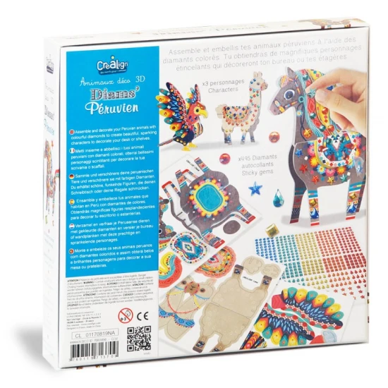 Kreatívna sada pre deti 3D diamantová mozaika Zvieratká v Peru Crea Lign