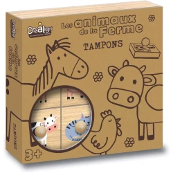 Drevené pečiatky s úchytkami Farma 9 ks