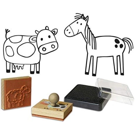 Sada pečiatok Drevené pečiatky pre deti s držiakom Farma Crea Lign