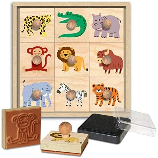Sada pečiatok Drevené pečiatky pre deti s držiakom Savana Crea Lign