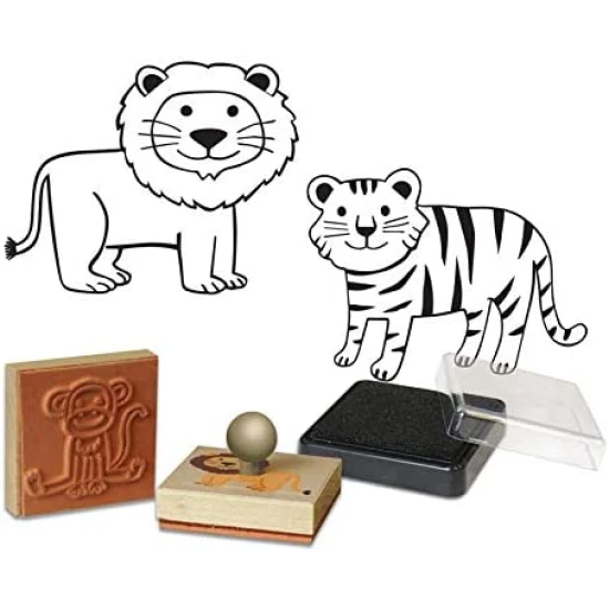 Sada pečiatok Drevené pečiatky pre deti s držiakom Savana Crea Lign