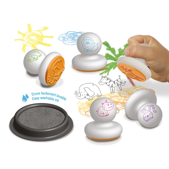 Okrúhle pečiatky pre detí Zvieratká zo savany 6 ks od Crea Lign