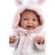 Bábätko bez zvuku s mäkkým látkovým telom, 32 cm, mäkčený vinyl, dudlík v balení, ručne vyrobené v Španielsku.