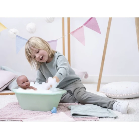 Bábätko bez zvuku s vinylovým telom, 35 cm, ručne vyrobené v Španielsku, detailné spracovanie, ideálne na kúpanie.