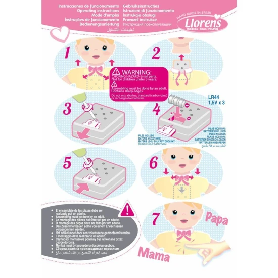 Llorens hovoriace bábätko s mäkkým tkaninovým telom a realistickými zvukmi