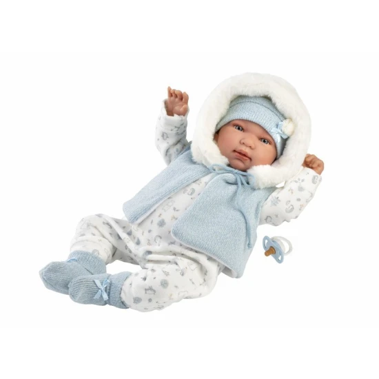 Interaktívne hovoriace bábätko Llorens 44 cm s realistickými zvukmi „mama“ a „papa“.