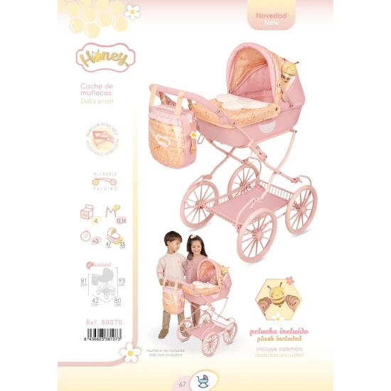 Skladací kočík pre bábiky s taškou DeCuevas Honey 2026 81 cm