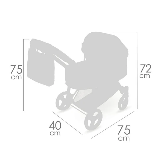 Sklápací kočiarik pre bábiky DeCuevas 81675 3 v 1 s prenosnou taškou z kolekcie Sophie 2025 v jemnom ružovom dizajne.