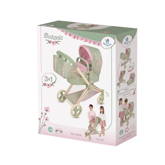 Skladací kočík pre bábiky 3 v 1 s taškou DeCuevas Botanic 2026 73 cm