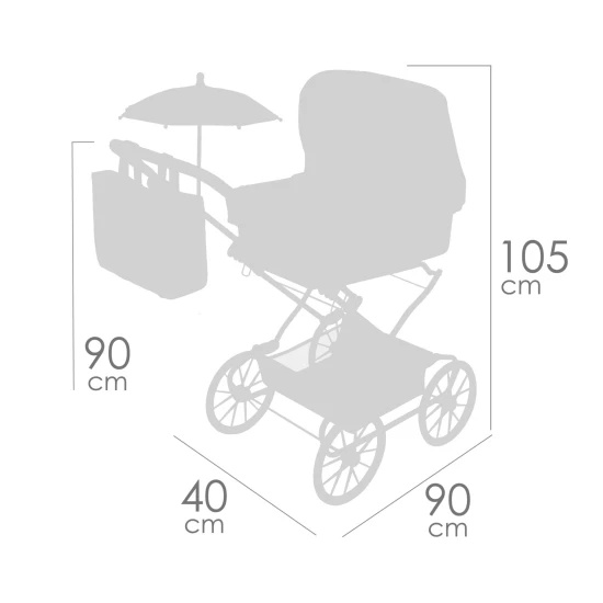 Skladací kočík pre bábiky REBORN so slnečníkom a doplnkami DeCuevas Botanic 2026 90 cm