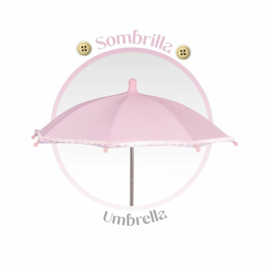 Sklápací kočiarik pre bábiky DeCuevas 85075 so slnečníkom a taškou z kolekcie Sophie 2025 v jemných pastelových farbách.