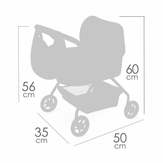 Kočík pre bábiky DeCuevas Tulipe 2025 v pastelových farbách s tulipánovým dizajnom, ideálny pre deti od 3 rokov.