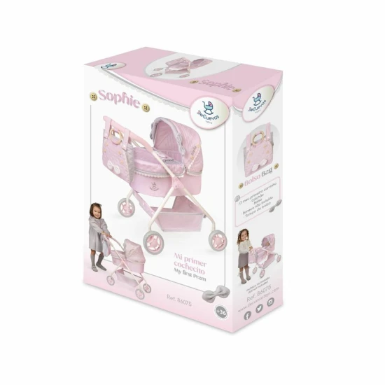 Môj prvý kočiarik pre bábiky DeCuevas 86075 s taškou z kolekcie Sophie 2025 v jemných pastelových farbách.