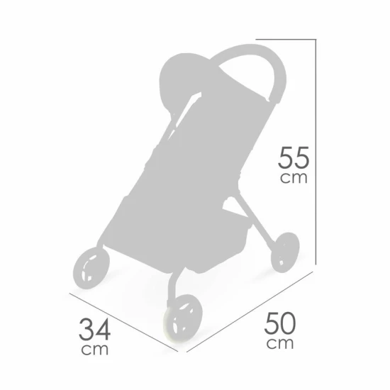 Športový kočík pre bábiky DeCuevas 90574 z kolekcie Tulipe 2025 v pastelových farbách, ideálny pre malé slečny.