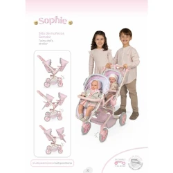 Skladací kočík pre bábiky dvojčatá s batôžkom DeCuevas Sophie 91 cm