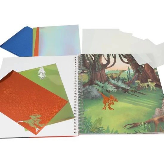 Dino World Omaľovánka Stick & Shine s nálepkami a trblietavými fóliami