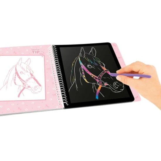 Vyškrabávací zošit Miss Melody s dúhovými obrázkami koní