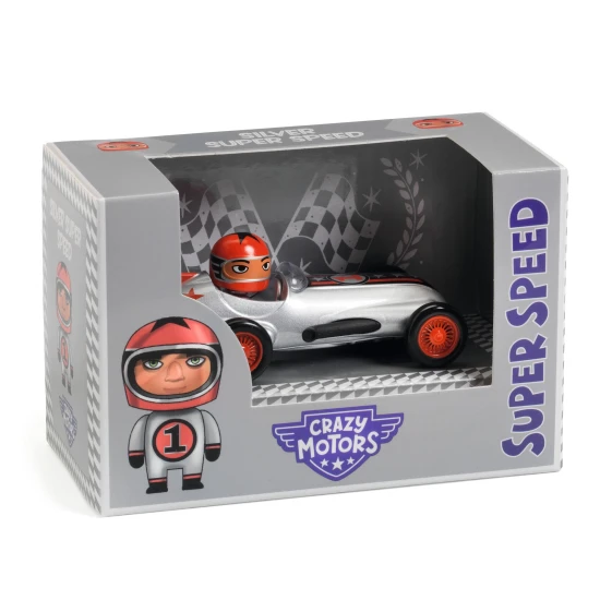 Kovové autíčko Crazy Motors Silver Super Speed – Djeco DJ05453