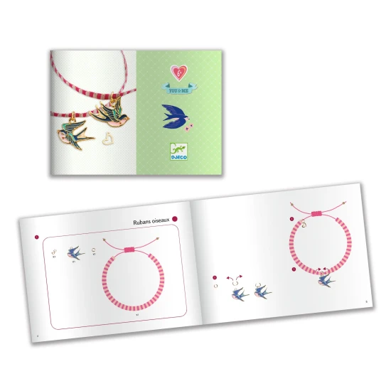 Vtáčiky na stužkách: 2 náramky stužkové s príveskami