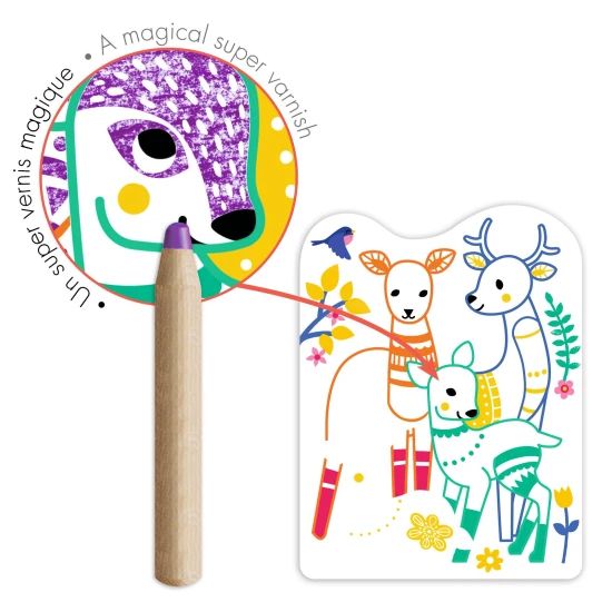 Magické vyfarbovanie farbičkou Rodiny z lesa