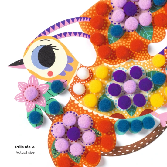 Koláž s brmbolcami Siluetové vtáčiky