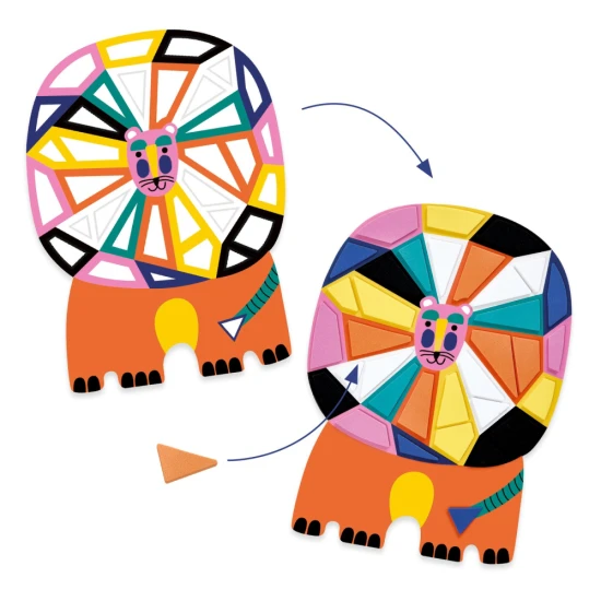 Djeco Afrika mozaikove samolepky – tvoriva sada s farebnymi opakovatelne pouzitelnymi penovymi nalepkami na 3 zvierata zo savany.