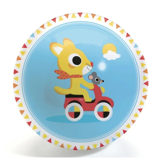 Djeco lopta Cute Race 12 cm – ilustrovaná loptička s pretekárskym motívom