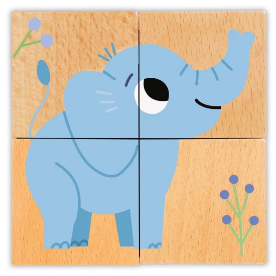 Drevené puzzle kocky Kamaráti z divočiny