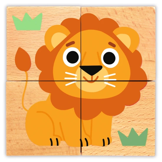 Drevené puzzle kocky Kamaráti z divočiny