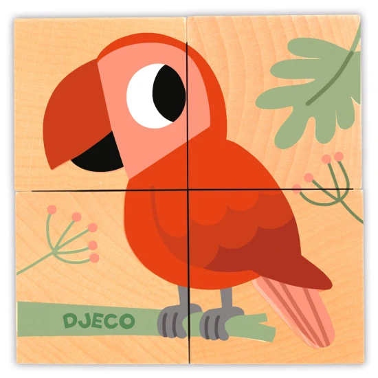 Drevené puzzle kocky Kamaráti z divočiny