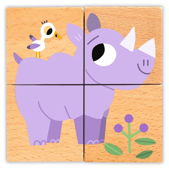 Drevené puzzle kocky Kamaráti z divočiny